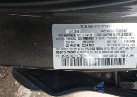 2016 Mazda Cx-9 Grand Touring from USA, damaged, VIN JM3TCBDY0G0108796